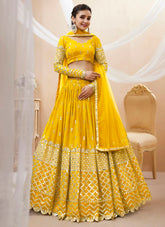 Elegant Georgette Lehenga Choli in Yellow